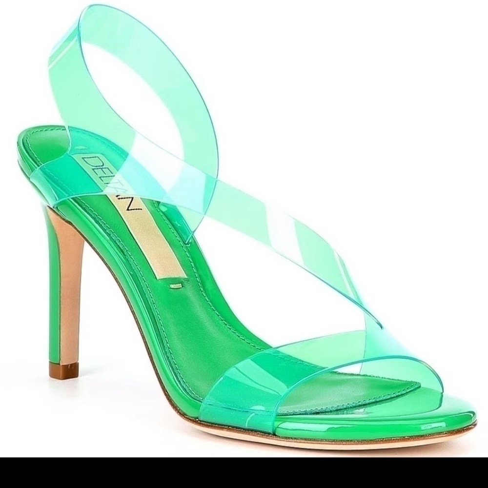 Women's Tinsley Clear Vinyl Peep Toe Party Festive Summer Sandal Heels 9.5